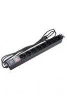 Блок розеток 8-м 10А SHE19-8SH-S-2.5IEC горизонт. шнур 2.5м Hyperline 397035