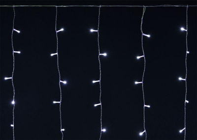 Гирлянда "Бахрома" 4.5х0.7м 200LED бел. IP44 провод прозр. 230В транзит IEK LGDU301-2-200-L3-T-S-44