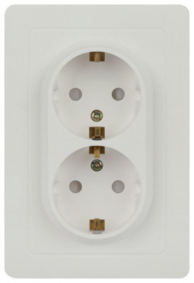 Розетка 2-м СП Style 7-208-01 16А 250В IP20 2х2P+E Schuko с заземл. защ. шторки бел. Intro Б0060625