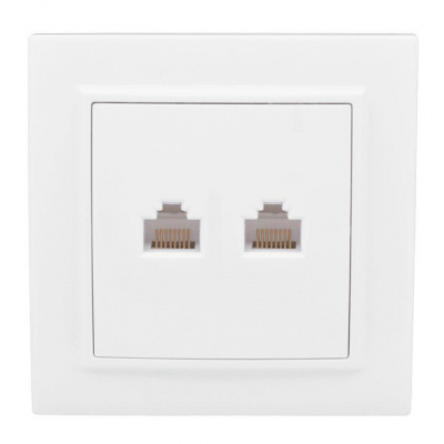Розетка компьютерная + телефонная 2-м СП Минск RJ45 + Phone бел. Basic EKF ERK00-135-10